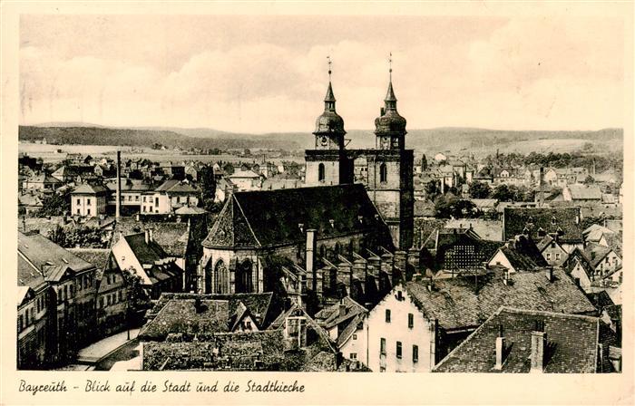 BAYREUTH Bayern Blick auf die Stadt mit Stadtkirche