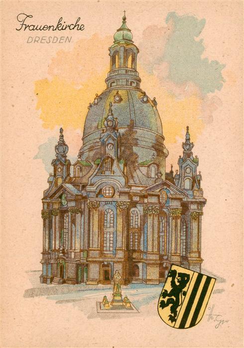 Dresden Elbe Frauenkirche Kuenstlerkarte