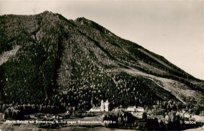 Maria Schutz Niederoesterreich AT Panorama mit Semmering und Wallfahrtskirche