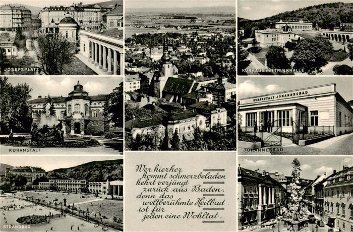 Baden  Wien AT Josefsplatz Kuranstalt Strandbad Panorama Kurhaus Trinkhalle Joha