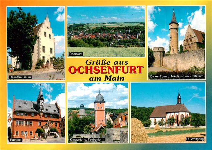 Ochsenfurt Main Heimatmuseum Panorama Dicker Turm und Nikolausturm Palatium Rath
