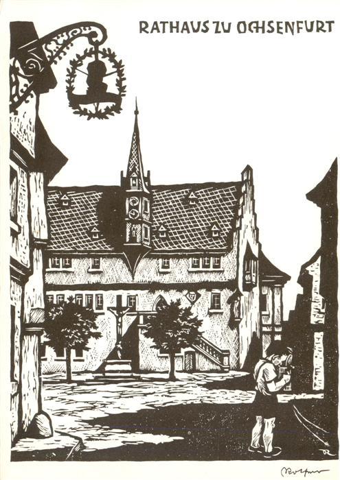 Ochsenfurt Main Rathaus Holzschnitt