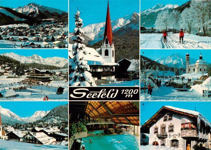 Seefeld Tirol Orts und Teilansichten Kirche Hallenbad