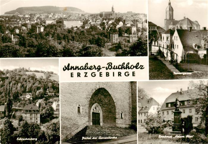 Annaberg -Buchholz Erzgebirge Panorama Schreckenberg Portal der Annenkirche Denk