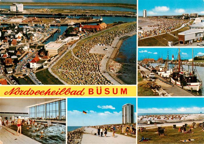 Buesum Nordseebad Fliegeraufnahme Hallenbad Promenade Bootsliegeplatz Strand