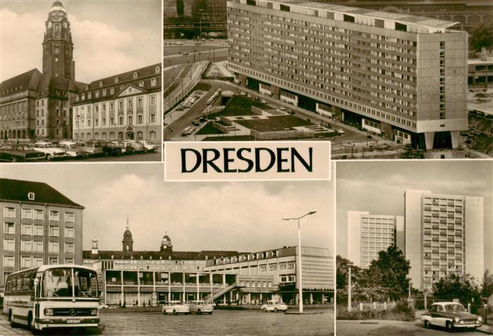 Dresden Elbe Rathaus Leningrader Strasse Wallstrasse Wohn Hochhaeuser