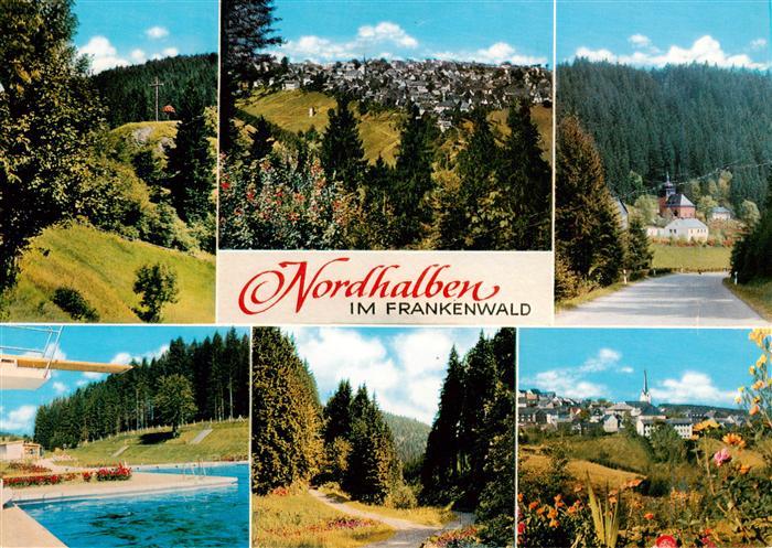 Nordhalben Kronach Bayern Panorama Strasse Schwimmbad Ortspartien