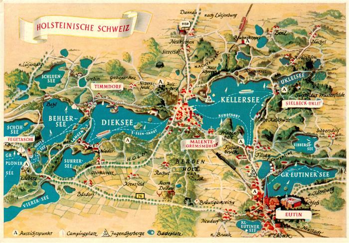 Holsteinische Schweiz Gebietskarte von Timmendorf bis Eutin