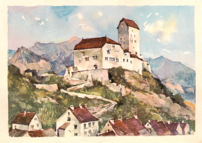 Sargans SG Schloss Sargans Kuenstlerkarte