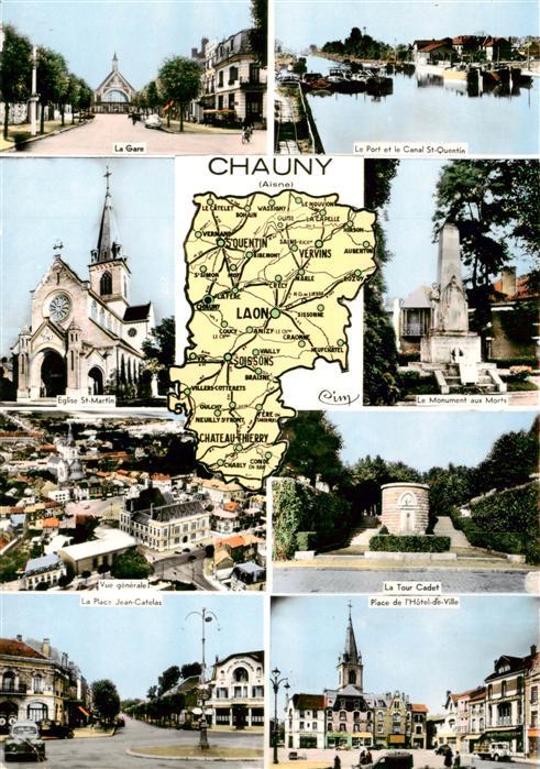 Chauny 02 Aisne La Gare Le Port Eglise St Martin Le Monument aux Morts La Place