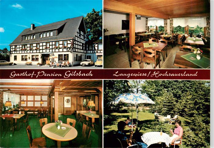 Langewiese Winterberg Gasthof Pension Gilsbach Gastraum Garten