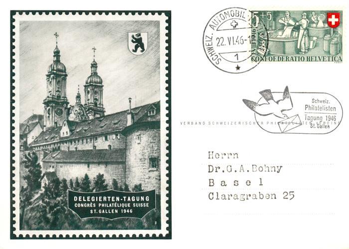 St Gallen SG Delegierten Tagung Congres Philatelique Suisse Schloss