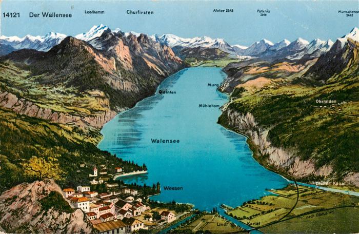 Wallensee Walensee SG Panoramakarte