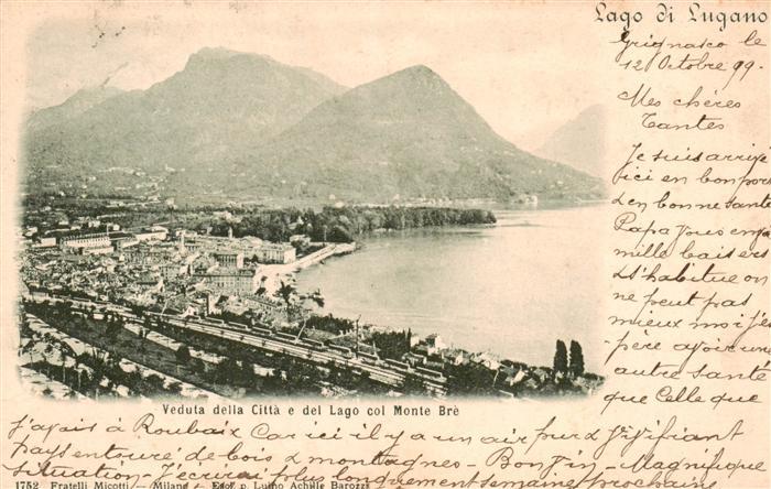 Lago di Lugano TI Veduta della Citta e del Lago col Monte Bre