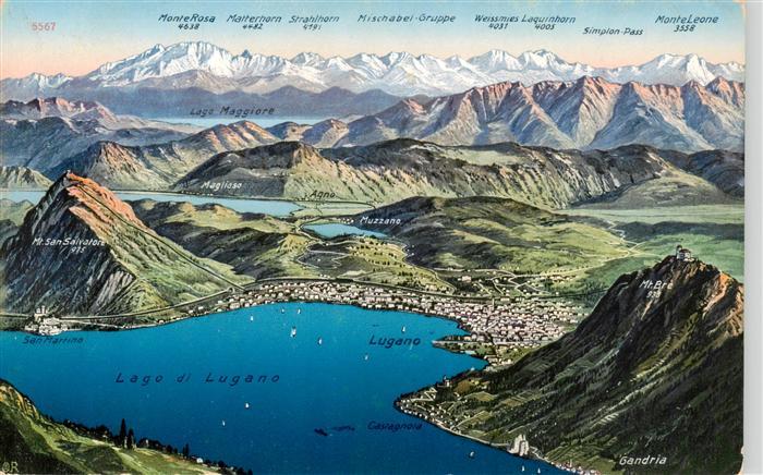 Lago di Lugano TI Panoramakarte