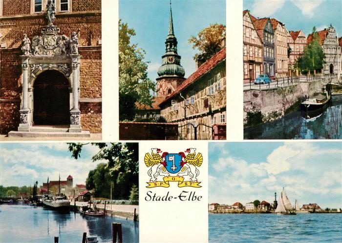 Stade  Niederelbe Rathausportal Johanniskloster und St Cosmae Am Wasser West Haf
