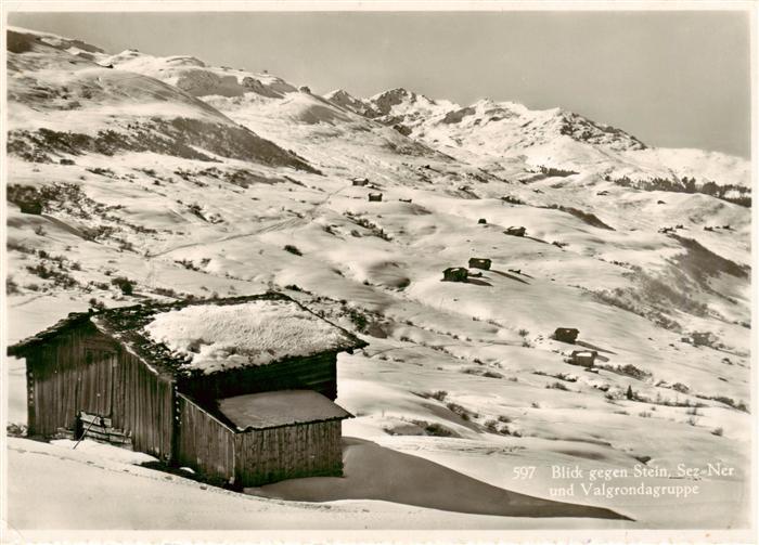 Obersaxen GR Gasthof Pension Surcuolm mit Stein Sez-Ner und Valgrondagruppe