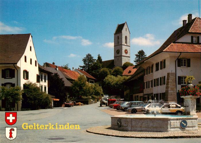 Gelterkinden BL Ortspartie mit Kirche und Brunnen