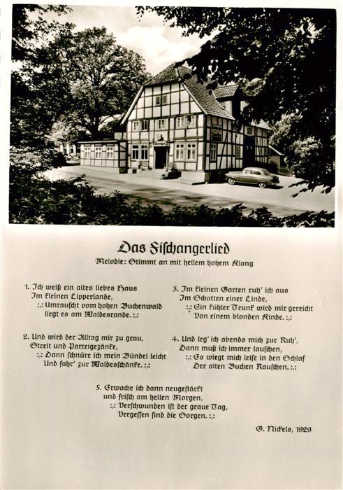 Schieder-Schwalenberg Gasthof Fischanger mit Fischangerliedtext