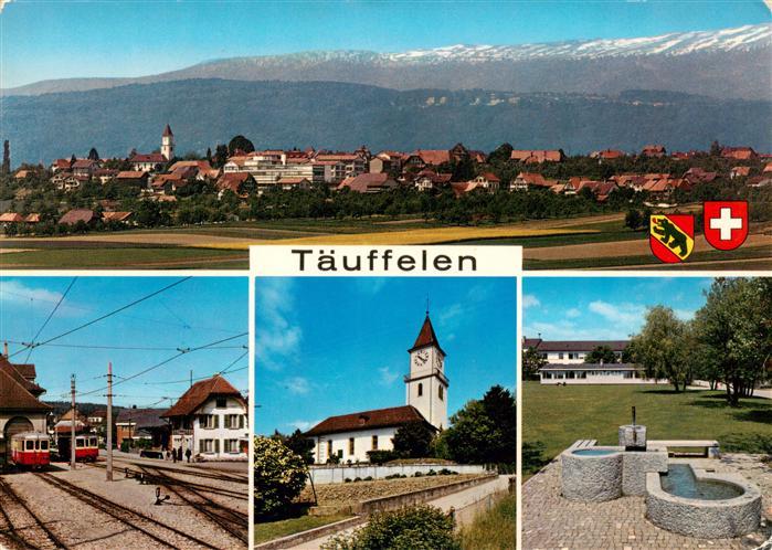 Taeuffelen BE Panorama Bahnhof Kirche Brunnen