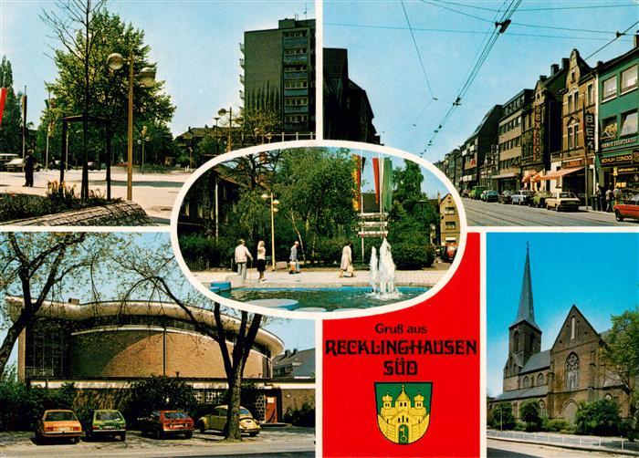 Recklinghausen  Westfalen Teilansichten Park Brunnen Festspielhaus Kirche