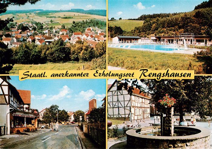 Rengshausen Knuellwald Ortsansicht Schwimmbad Strassenpartie Brunnen