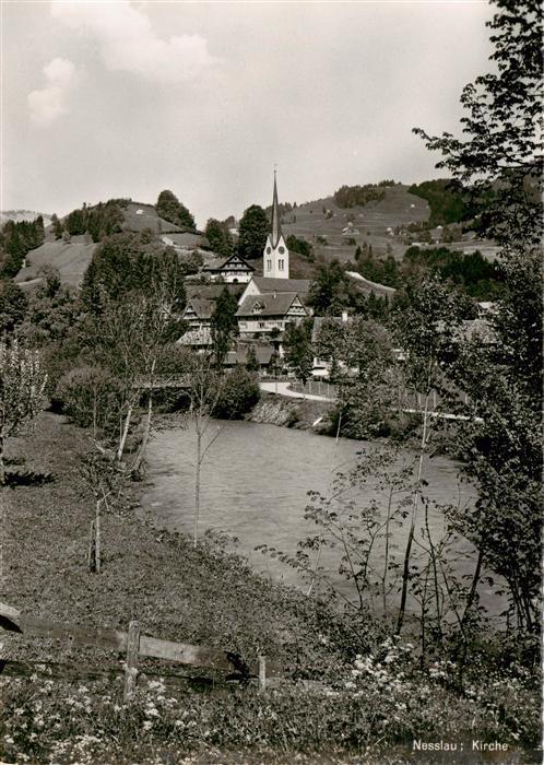 Nesslau SG Ortspartie mit Kirche