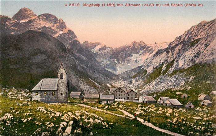 Meglisalp 1520m Altmann AR mit Kirche Altmann und Saentis