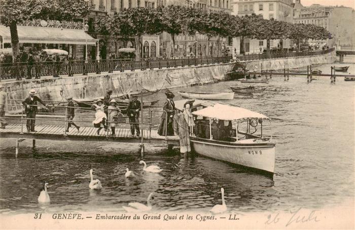Geneve GE Embarcadere du Grand Quai et les Cygnes