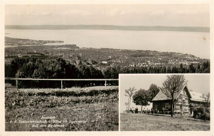 Eggersriet SG Blick von der Speisewirtschaft zur Hoehe auf den Bodensee