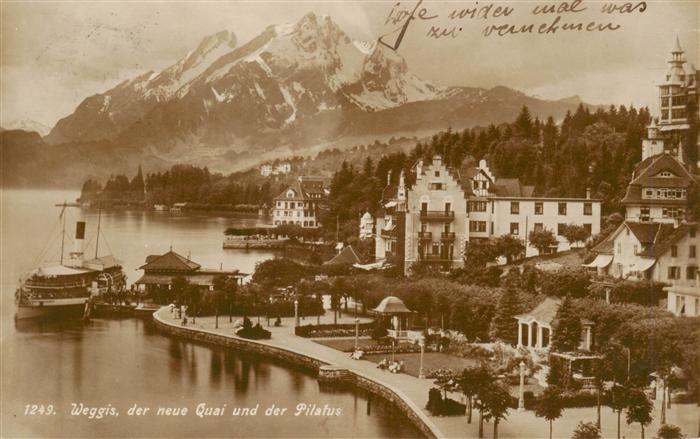 Weggis Vierwaldstaettersee Neuer Quai und Pilatus