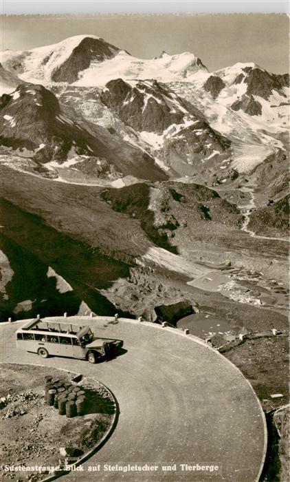 Sustenstrasse Blick auf Steingletscher und Tierberge Postbus
