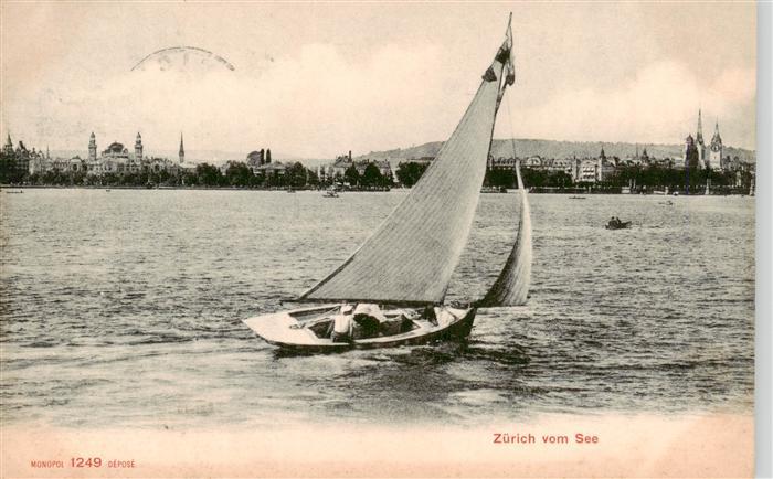 Zuerich ZH Blick vom See Segelboot