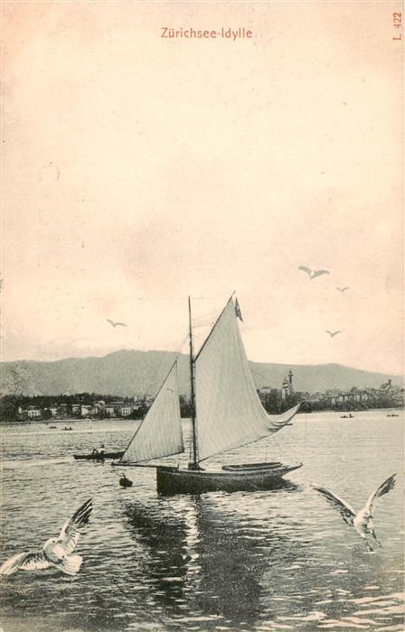 Zuerichsee ZH Idylle mit Segelboot