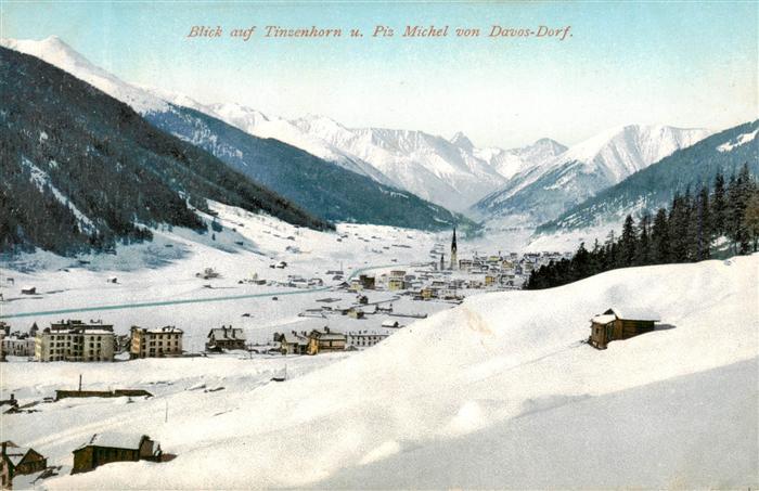 Davos-Dorf GR Blick auf Tinzenhorn und Piz Michel