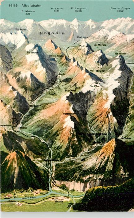 Thusis GR Blick ins Tal Alpenpanorama