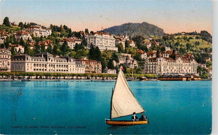 Luzern  LU Ansicht vom See aus Hotel Montana und Palace