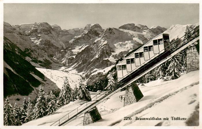 Braunwald GL Braunwaldbahn Bergbahn mit Toedikette Alpen