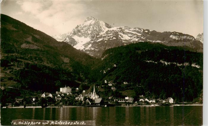 Muehlehorn Walensee GL Ansicht vom See aus Blick gegen Muertschenstock