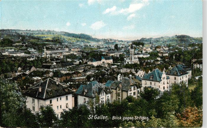 St Gallen SG Panorama Blick gegen St. Fiden Stempel Militaerdienst