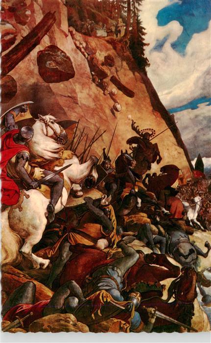 Schwyz SZ Rathaus Wandgemaelde Schlacht am Morgarten 1315