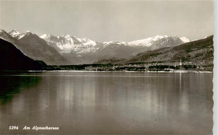 Alpnach OW Panorama Blick ueber den Alpnachersee Alpen