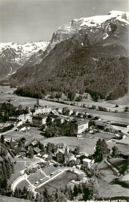 Engelberg  OW Blick ins Tal Ansicht mit Schwimmbad gegen Titlis