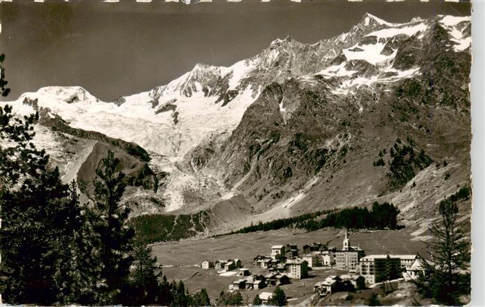 Saas-Fee VS Panorama Blick gegen Alphubel Taeschhorn Dom und Lenzspitze Walliser