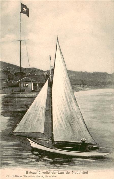 Neuchatel NE Bateau a voile du Lac de Neuchatel