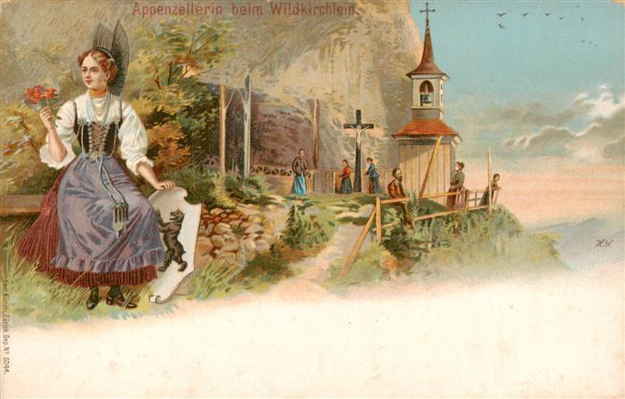 Appenzell IR Appenzellerin beim Wildkirchlein