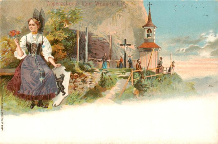 Appenzell IR Appenzellerin beim Wildkirchlein