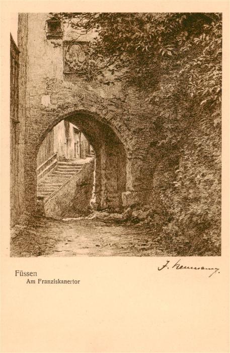Fuessen Allgaeu Am Franziskanertor Radierung