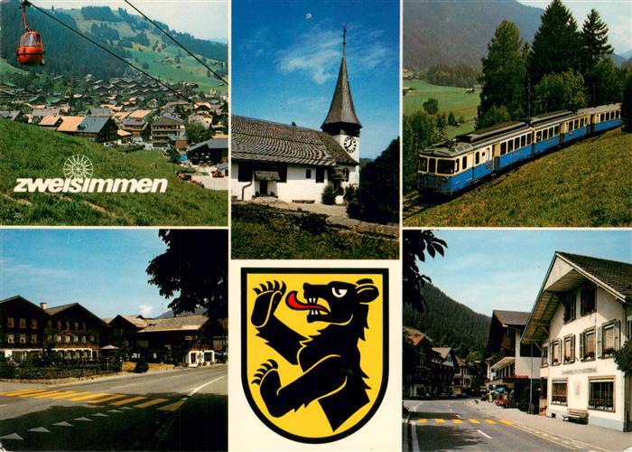 Zweisimmen BE Panorama Seilbahn Kirche Bergbahn Strassenpartien