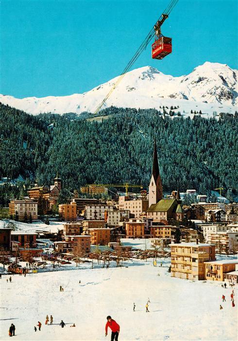 Davos GR Blick auf Schatzalp und Schiahoerner mit Luftseilbahn